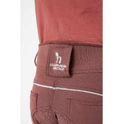 Pantalon d'équitation fond intégral en silicone Horze Leighton Ado poche téléphone Bordeaux