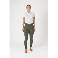 Pantalon d'équitation Horze Indira taille haute fond intégral femme Vert kaki beetle Pantalon d'équitation Horze Indira taille haute fond intégral femme Vert kaki beetle