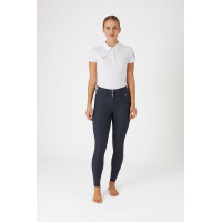 Pantalon d'équitation Horze Indira taille haute fond intégral femme Bleu encre
