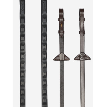 Rênes Magna Grip Rubber LeMieux Havane / laiton Marron