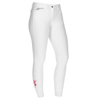 Pantalon Janne x PinkRibbon fond intégral grip femme Covalliero Blanc