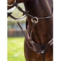 Martingale LeMieux élastique avec protection de poitrail Marron / argent