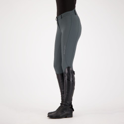 Pantalon d'équitation Easy rider Queen Diamond Fond silicone grip Castor sombre Gris