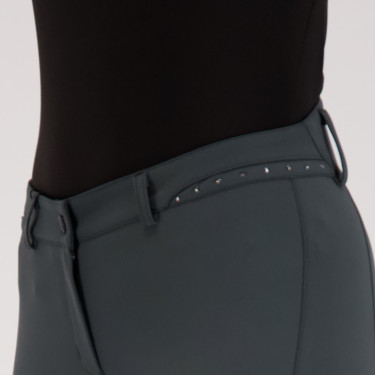Pantalon d'équitation Easy rider Queen Diamond Fond silicone grip Castor sombre Gris