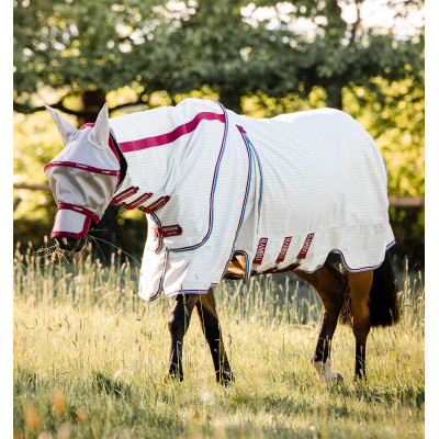 Couverture d'été Horseware Rambo Optimo Supreme Carreaux marine / cerise / pêche / bleu