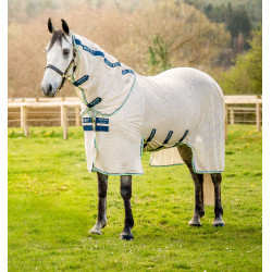 Couverture anti-mouches Horseware Amigo Bug Buster Blanc chalk / marine / haze