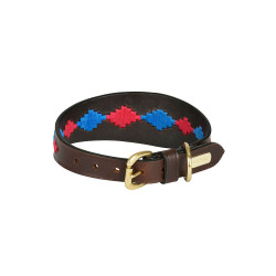 Collier pour chien Weatherbeeta cuir Polo Lurcher Marron beaufort / rose / bleu