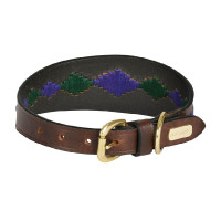 Collier pour chien Weatherbeeta cuir Polo Lurcher Marron beaufort / rose / bleu