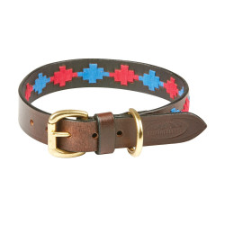 Collier pour chien Weatherbeeta cuir Polo Marron beaufort / rose / bleu