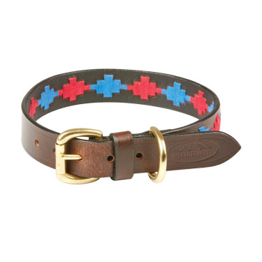 Collier pour chien Weatherbeeta cuir Polo Marron beaufort / rose / bleu
