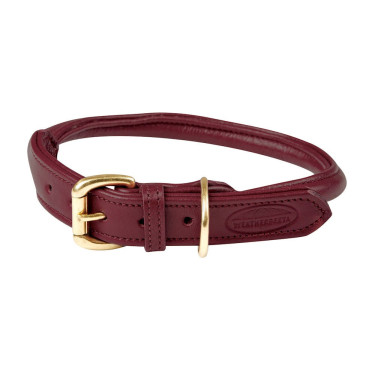 Collier pour chien Weatherbeeta cuir rond Bordeaux
