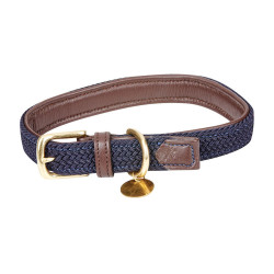 Collier pour chien Weatherbeeta cuir tressé Marron / bleu marine