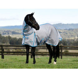 Couverture anti-mouches Combo Weatherbeeta ComFiTec Hexi Shield Argent / bleu marine