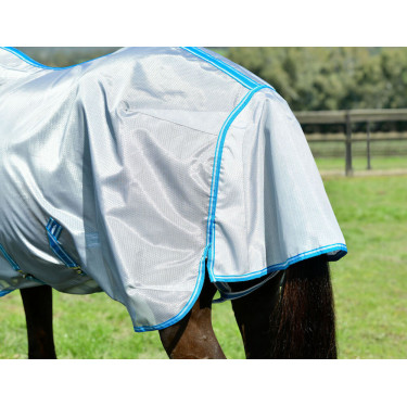 Couverture anti-mouches Combo Weatherbeeta ComFiTec Hexi Shield Argent / bleu marine