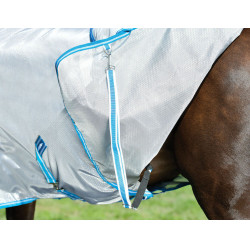 Couverture anti-mouches Combo Weatherbeeta ComFiTec Hexi Shield Argent / bleu marine