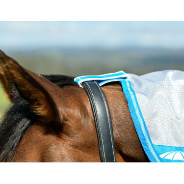 Couverture anti-mouches Combo Weatherbeeta ComFiTec Hexi Shield Argent / bleu marine