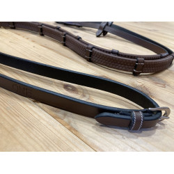 Rênes caoutchouc avec arrêtoirs Jump'In One Havane Marron