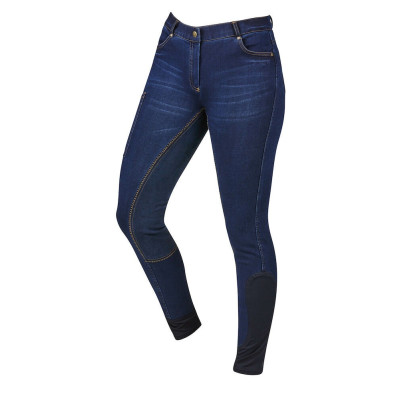 Pantalon d'équitation Dublin femme Shona fond integrale daim Bleu denim / bleu marine