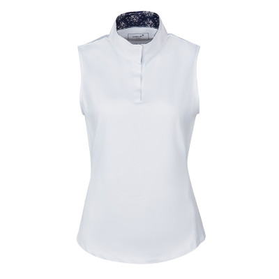 Polo de concours sans manches Dublin femme Ria Blanc / bleu marine