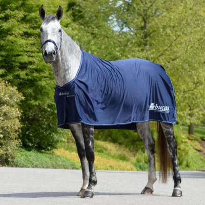 Couverture Pour Cheval Bucas Freedom Turnout 150 G – Taille 130 Cm, Bleu Marine/argent – Imperméable, Respirante, Résistante