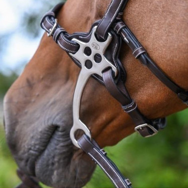 Gourmette cuir Jump'In pour hackamore Havane Marron