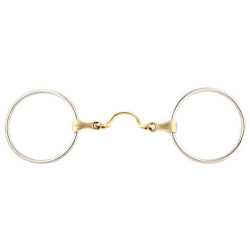 Mors 2 anneaux 90 mm Jump'In double brisure avec passage de langue Mors 2 anneaux 90 mm Jump'In double brisure avec passage de langue