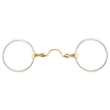 Mors 2 anneaux 90 mm Jump'In double brisure avec passage de langue Mors 2 anneaux 90 mm Jump'In double brisure avec passage de langue