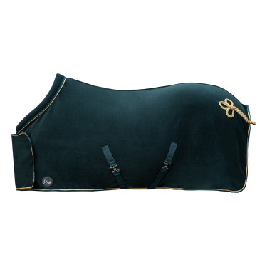 Couverture séchante HKM avec brandebourg Vert sapin / or Couverture séchante HKM avec brandebourg Vert sapin / or