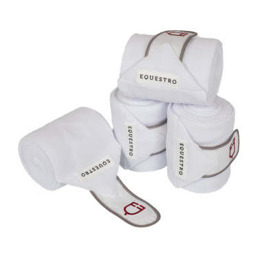 Bandes de polo respirantes poney Trim par 4 Equestro Blanc / rouge / gris