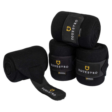 Bandes de repos en laine par 4 Equestro Noir Bandes de repos en laine par 4 Equestro Noir