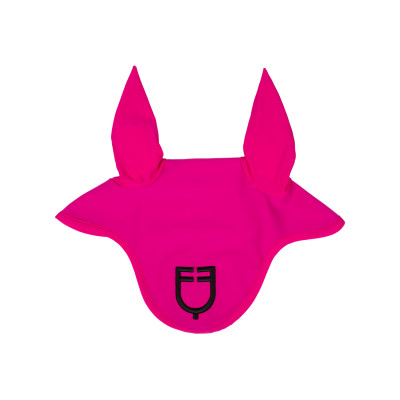 Bonnet anti-mouches en tissu technique avec logo Equestro Fuchsia / noir