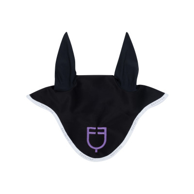 Bonnet anti-mouches en tissu technique avec logo multicolore Equestro Noir / blanc / violet