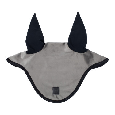 Bonnet anti-mouches en velours et tissu technique Equestro Gris / noir