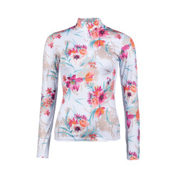 T-shirt technique HKM Flower manches longues Blanc / rose vif Motifs T-shirt technique HKM Flower manches longues Blanc / rose vif Motifs