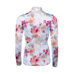 T-shirt technique HKM Flower manches longues Blanc / rose vif Motifs T-shirt technique HKM Flower manches longues Blanc / rose vif Motifs