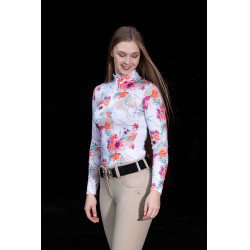 T-shirt technique HKM Flower manches longues Blanc / rose vif Motifs T-shirt technique HKM Flower manches longues Blanc / rose vif Motifs