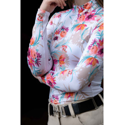 T-shirt technique HKM Flower manches longues Blanc / rose vif Motifs T-shirt technique HKM Flower manches longues Blanc / rose vif Motifs