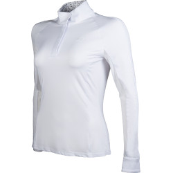 Polo de concours HKM Hunter manches longues Blanc / taupe Polo de concours HKM Hunter manches longues Blanc / taupe