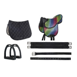 Selle pour Shetland set Colourful HKM Coeur / noir Selle pour Shetland set Colourful HKM Coeur / noir