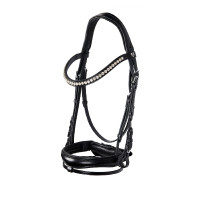 Bride anglaise en cuir avec paillettes sans rênes Equestro Noir