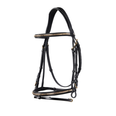 Bride anglaise en cuir clincher sans rênes Equestro Noir