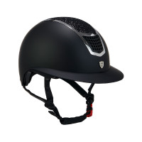 Casque Eclipse avec strass et visière large (3 rembourrages) Equestro Noir / argent Casque Eclipse avec strass et visière large (3 rembourrages) Equestro Noir / argent