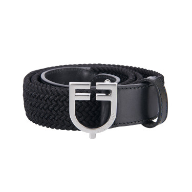 Ceinture élastique en cuir avec boucle logo Equestro Ceinture élastique en cuir avec boucle logo Equestro