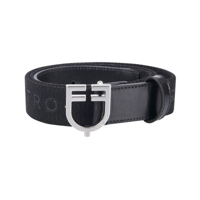 Ceinture en cuir avec élastique et lettrage Equestro Noir / argent