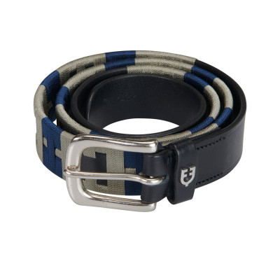 Ceinture en cuir avec motif géométrique Equestro Noir / bleu / bordeaux