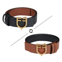 Ceinture en cuir lisse réversible avec boucle logo Equestro Or / rose-blanc