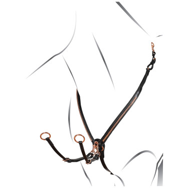 Collier de chasse avec clincher et fourche en cuir or rose Equestro Noir