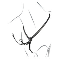 Collier de chasse en cuir avec clincher argenté Equestro Noir Collier de chasse en cuir avec clincher argenté Equestro Noir