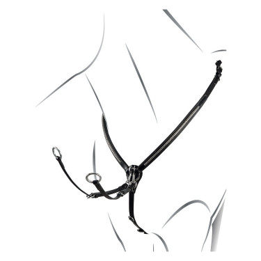 Collier de chasse en cuir avec clincher argenté Equestro Noir Collier de chasse en cuir avec clincher argenté Equestro Noir