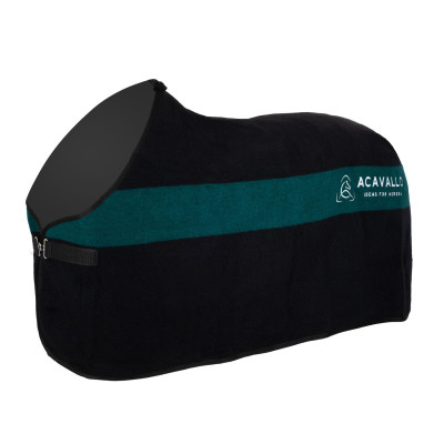 Couverture en laine avec rayures vertes 800g Acavallo Noir